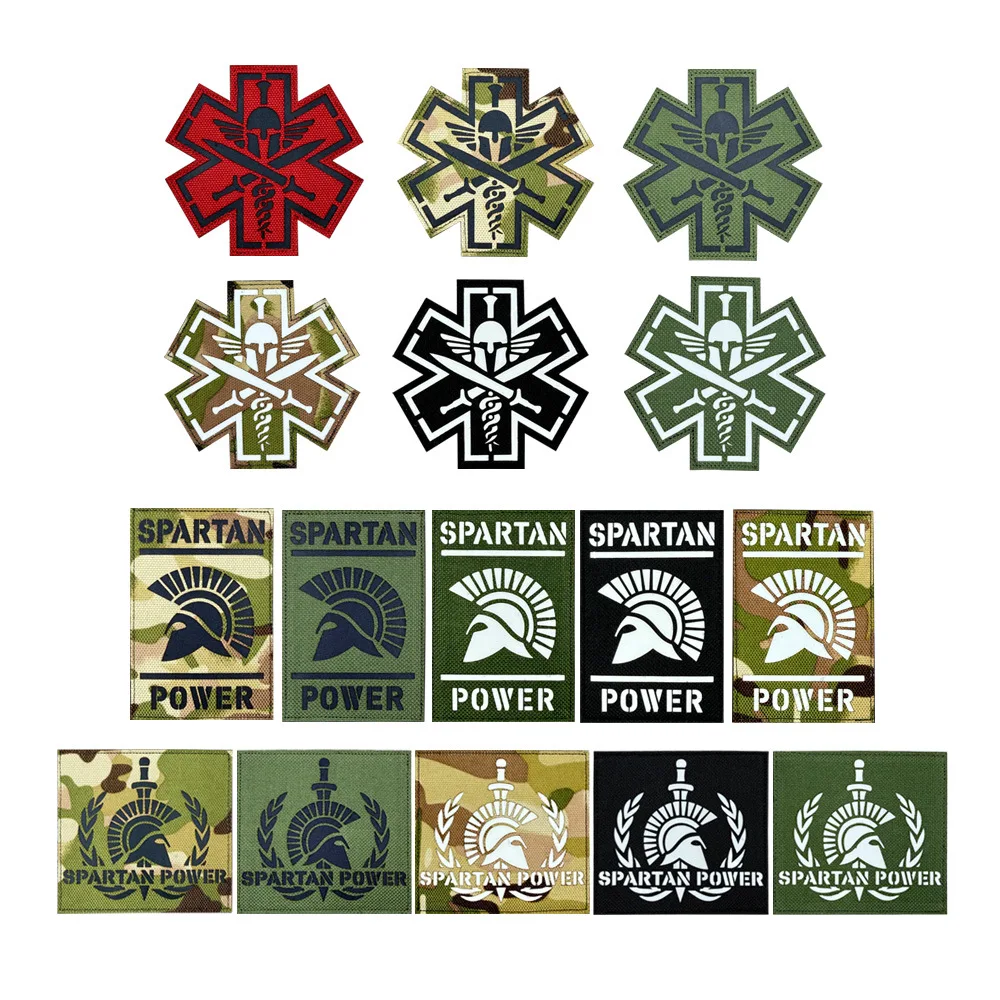 SPARTAN POWER Nylon IR Luminous Patches Warrior Medical Reflective Tactical Badges for DIY Armband Clothing Backpack Decoration