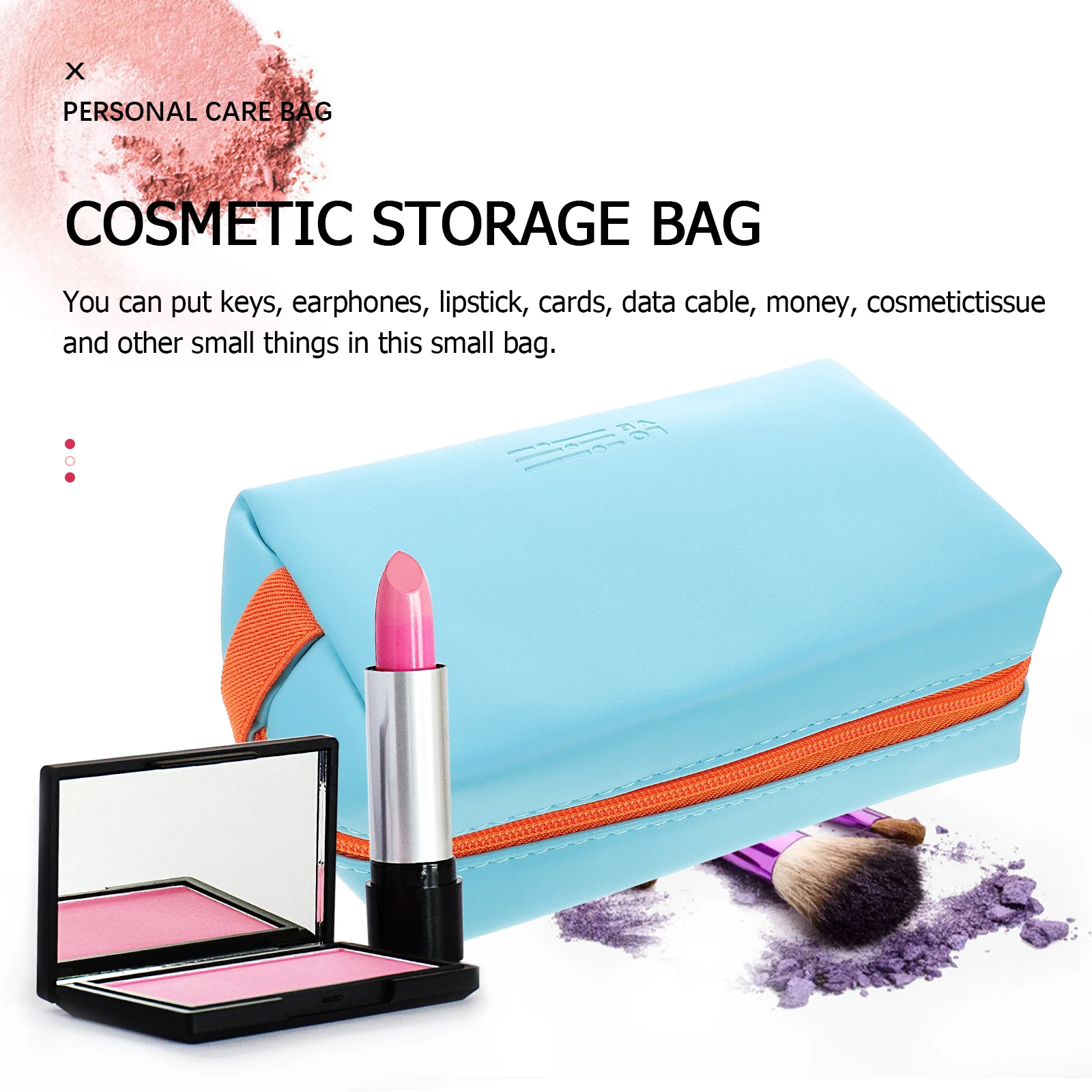 

Mini Storage Bag Change Lipstick Organizer Women's Purse Toiletries Zipper Makeup Pouch Polyester Small Portable