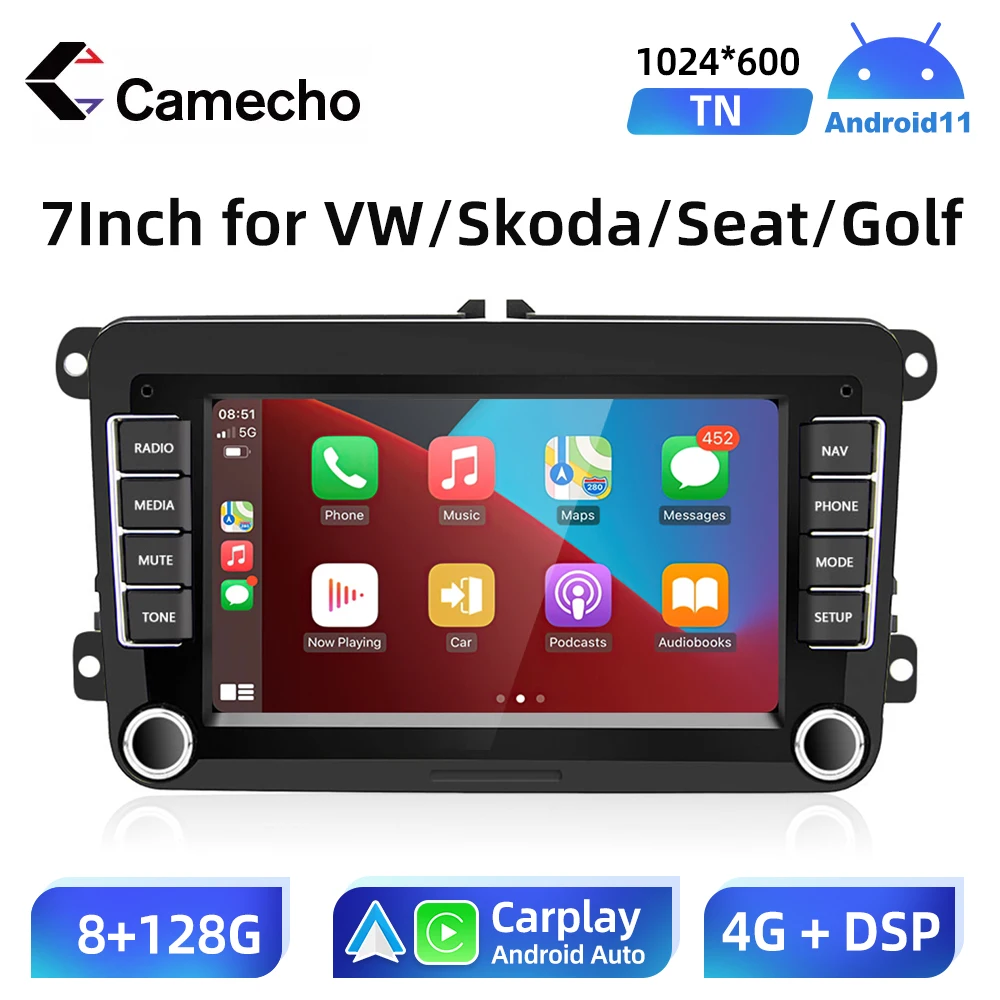 

Camecho 2Din Car Radio Android Multimedia Player GPS Navi Carplay Stereo For VW/Volkswagen/Octavia/Golf/Touran/Passat B6/Polo