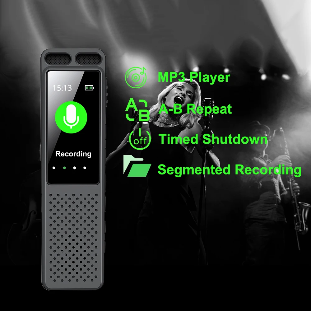 

Yaergor V99C Digital Audio Voice Recorder 1.47 Inch Screen 128G Professional Recorder AB Repeat 80H Long Time Recording