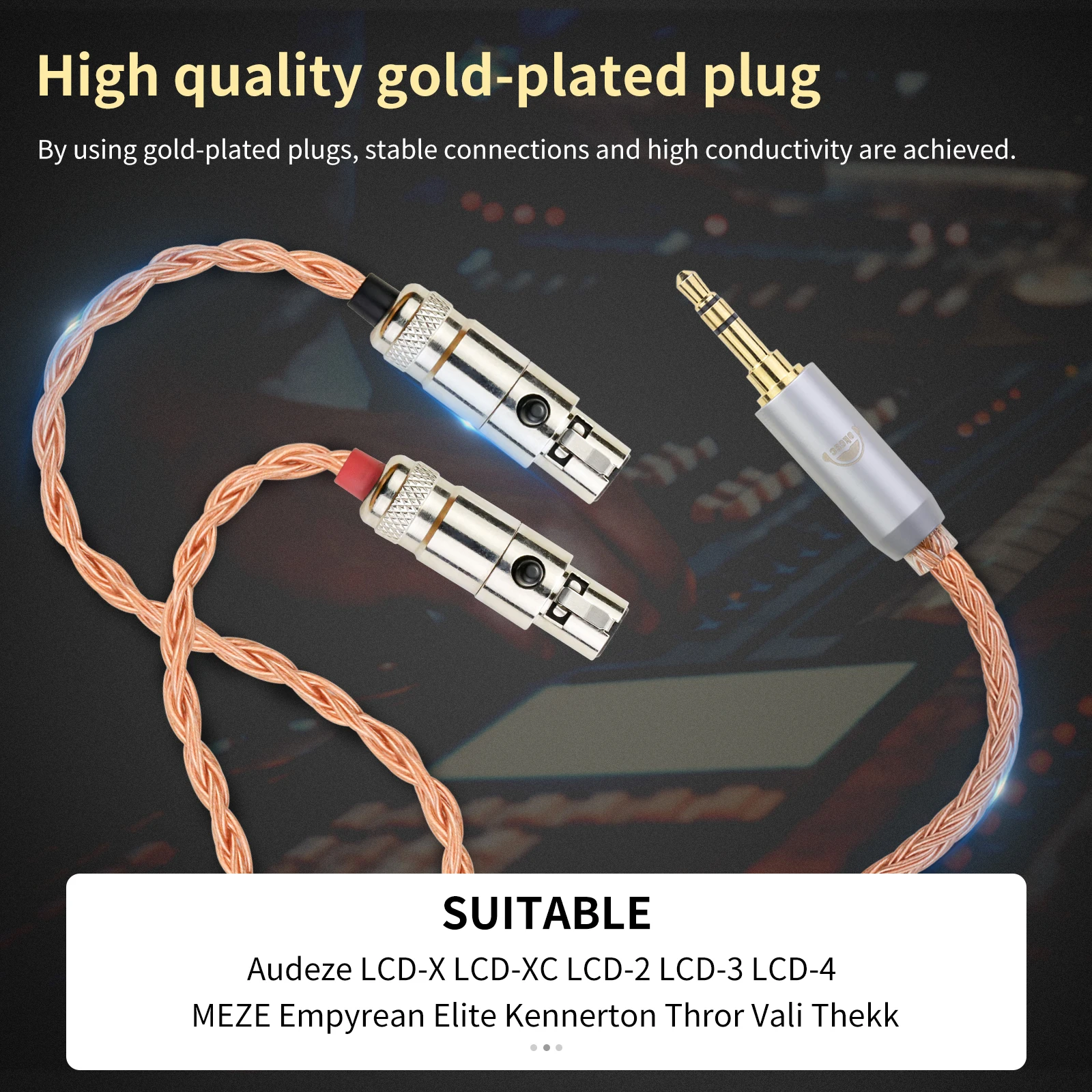 Standardowy kabel słuchawek do Audeze LCD-X LCD-4 LCD-3 2.5mm/3.5mm/4.4mm/6.35mm/4 Pin XLR/typ-C wtyk 16-rdzeniowy kabel modernizacyjny