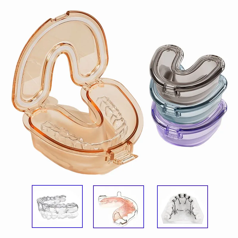 1/10Pcs U-Shaped Simple Denture Case Portable Leak Proof Simple ransparent Denture Box Orthodontic Oral Hygiene Supplies