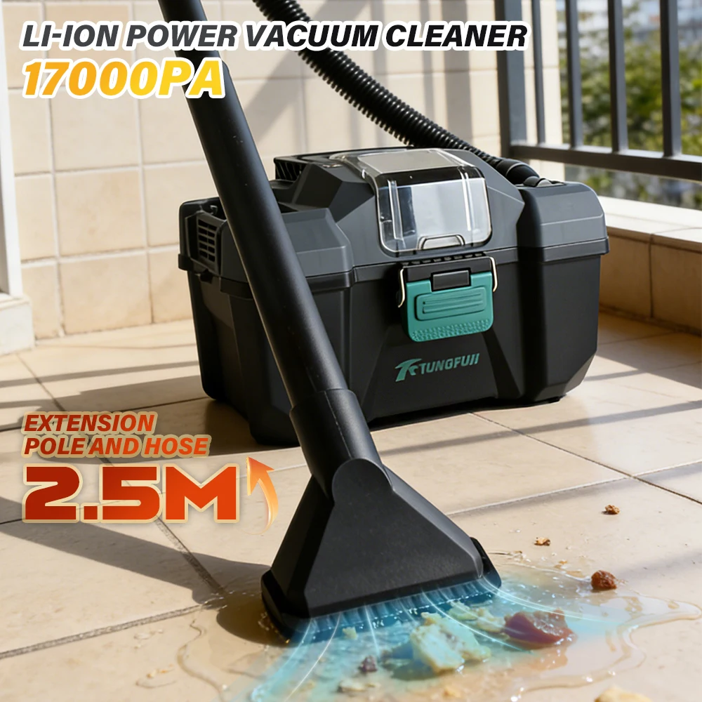 

17000Pa Wet Dry Vacuum Cleaner Portable Shop Vac Extension Hose Pole Industrial Brushless Vacuum for Garage Car Workshop