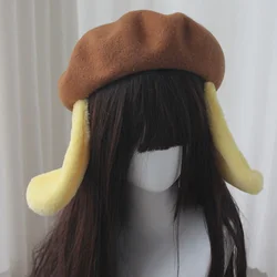 JK Lolita Japanese Y2K Cute Kawaii Dog Ears Yellow Hat Pompoms Accessories Cosplay Hair Accessories Women Girls