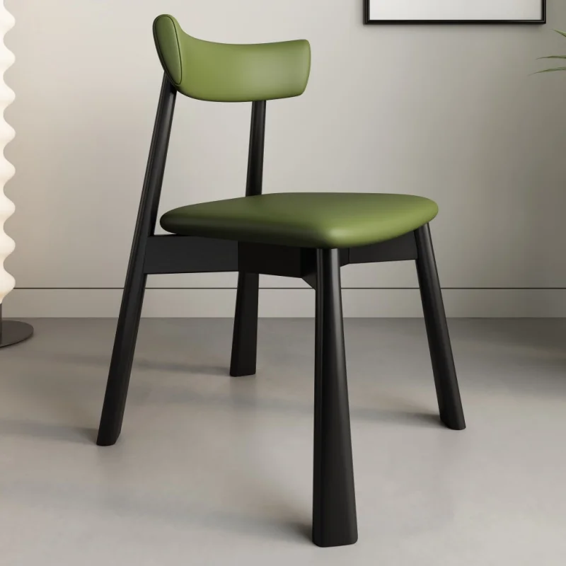 tq-Nordic Style Solid Wood Dining Chair Upholstered Kitchen Living Room Accent Chair Modern Ergonomic Backrest Chair for Home-