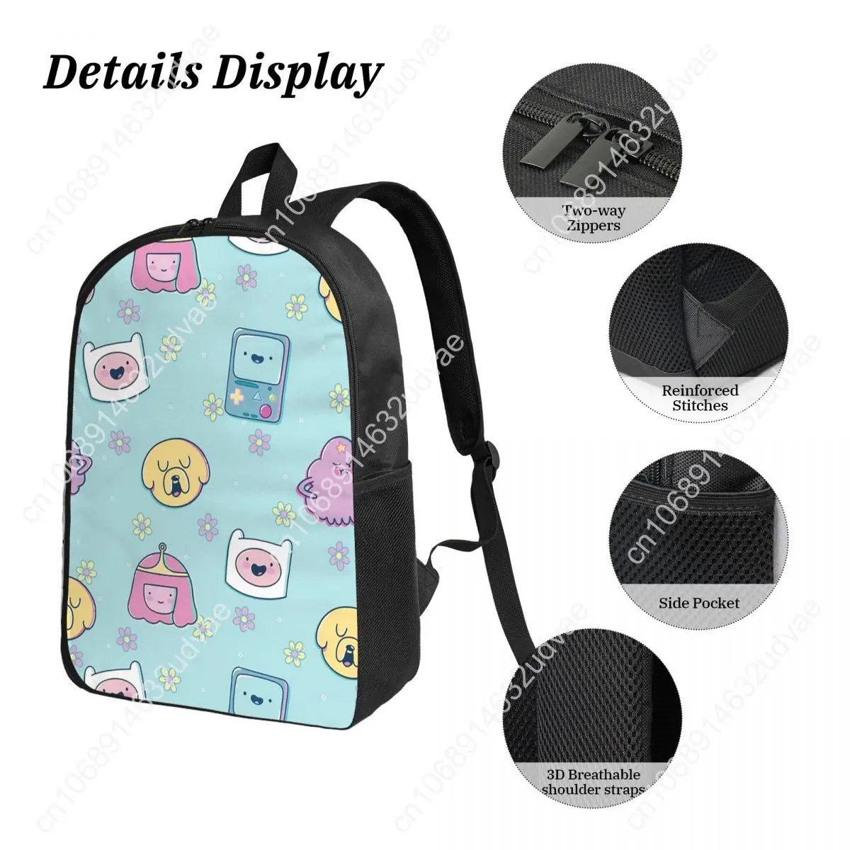 Adventure Friends (Adventure Time) Backpack Student Boy Girl BookBag School Bag Shoulder Bag 3ps Insulated Lunch Bag Pencil Case