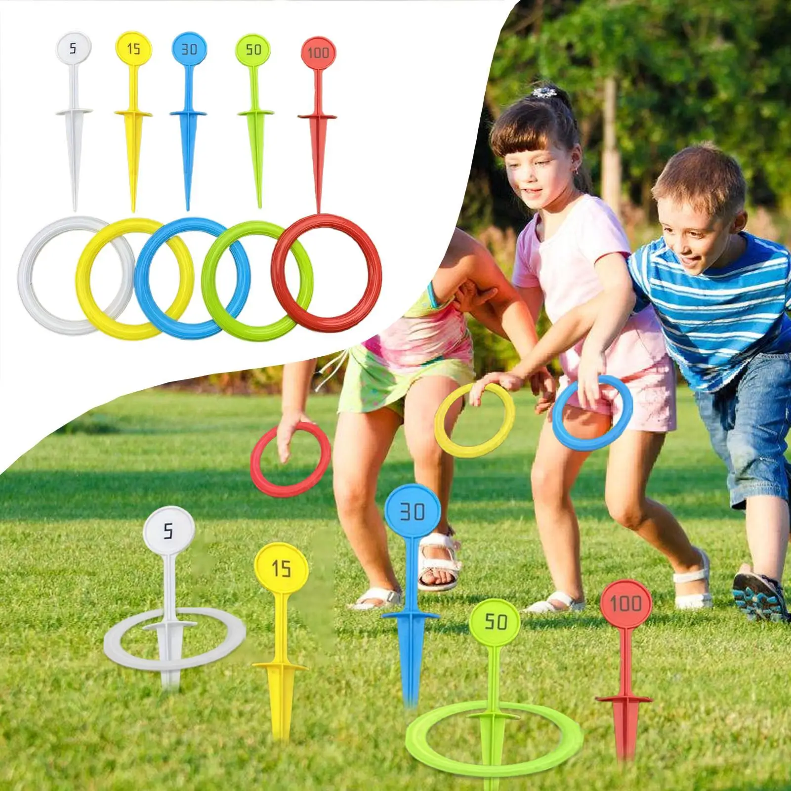 แหวนโยนที่มีสีสัน Interactive Toss เกม Backyard กีฬาเล่นของเล่นสําหรับครอบครัวเพื่อนเด็กวัยรุ่นเด็กผู้หญิงเด็กสนามหญ้า