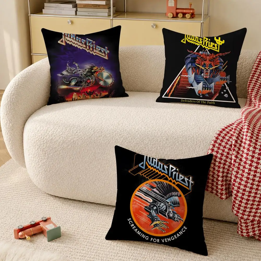 Cool J-Judas P-Priest Cushion Cover Wrinkle-Resistant Short Plush Cushion Covers Breathable Machine-Washable