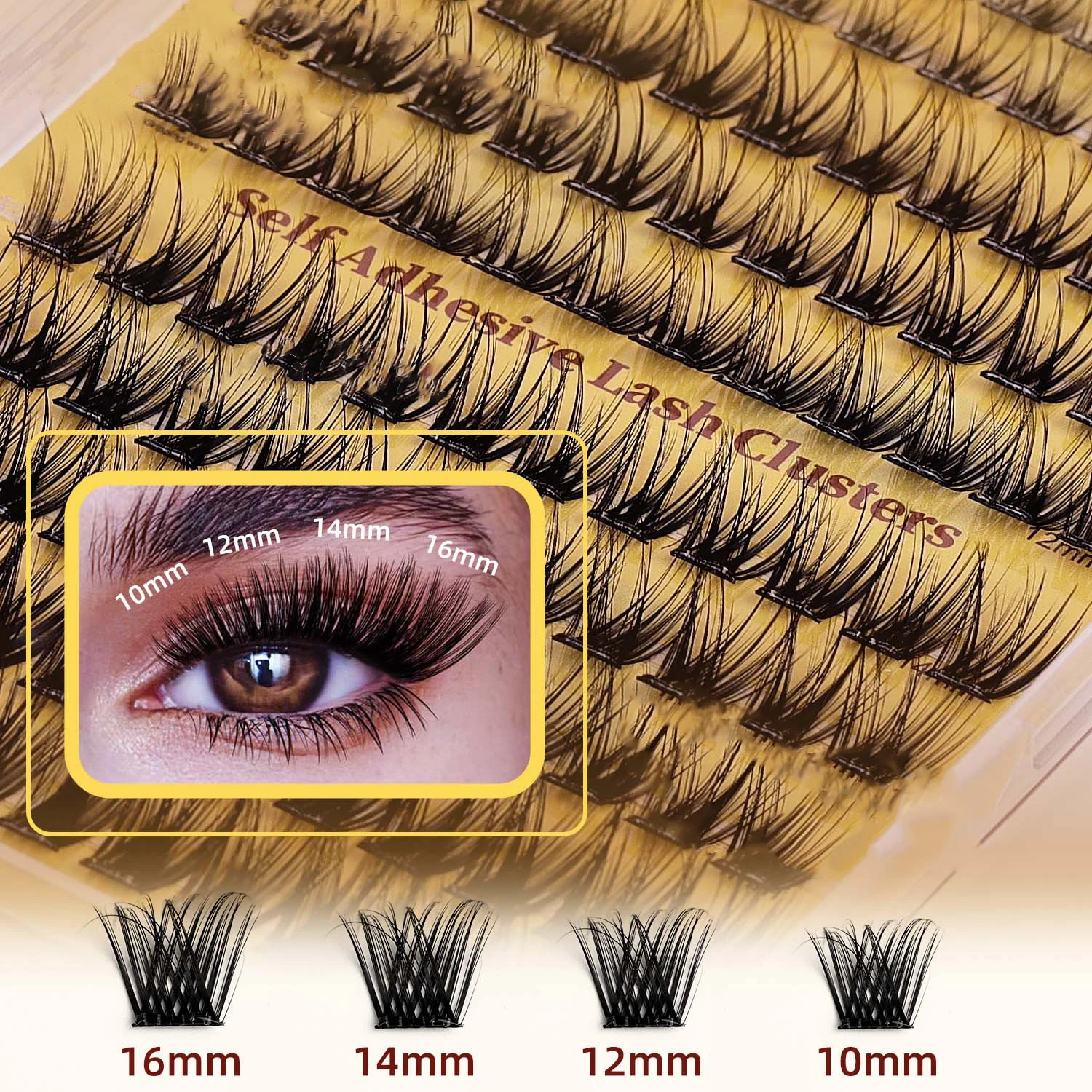 Explosive glue-free false eyelashes DIY segmented eyelashes thick European and American curling self-adhesive eyelashes