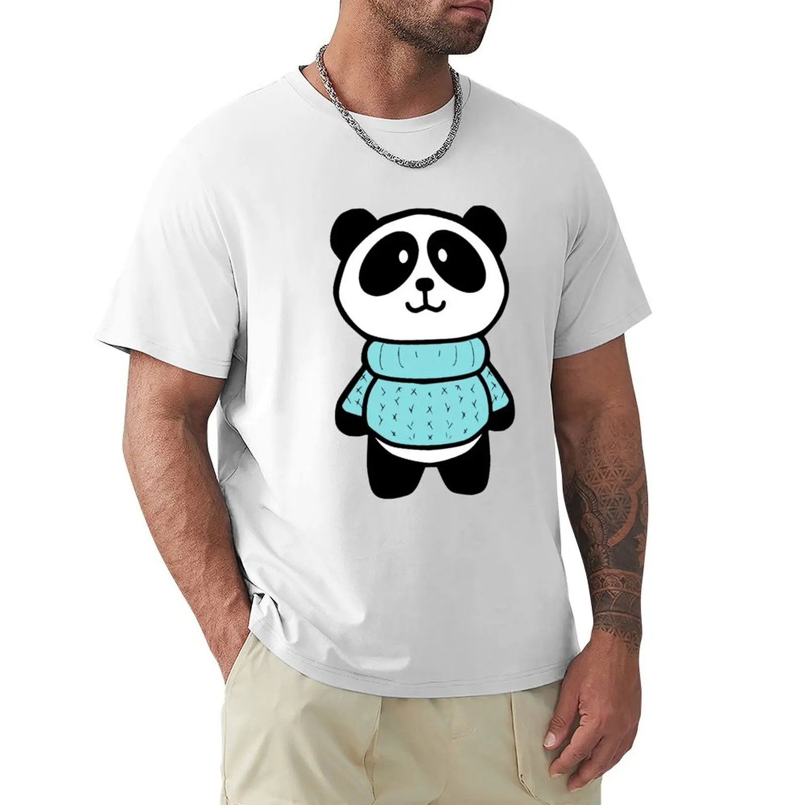 Sweater Panda In Light Turquoise T-shirt cute clothes blacks customs t shirts for men cotton