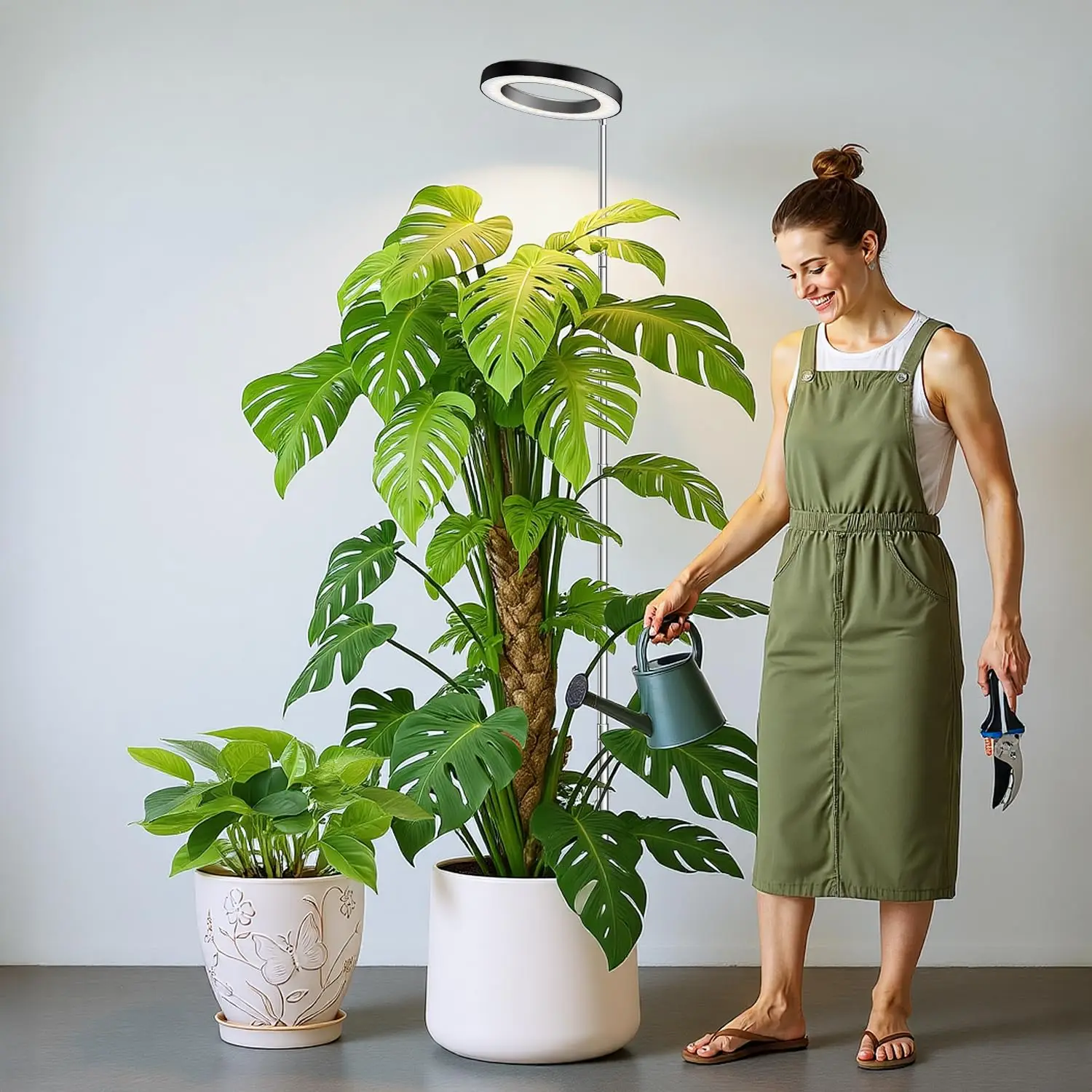 In hoogte verstelbare kweeklamp voor kamerplanten met automatische timer, USB-aangedreven plantenlamp met volledig spectrum voor gezonde planten