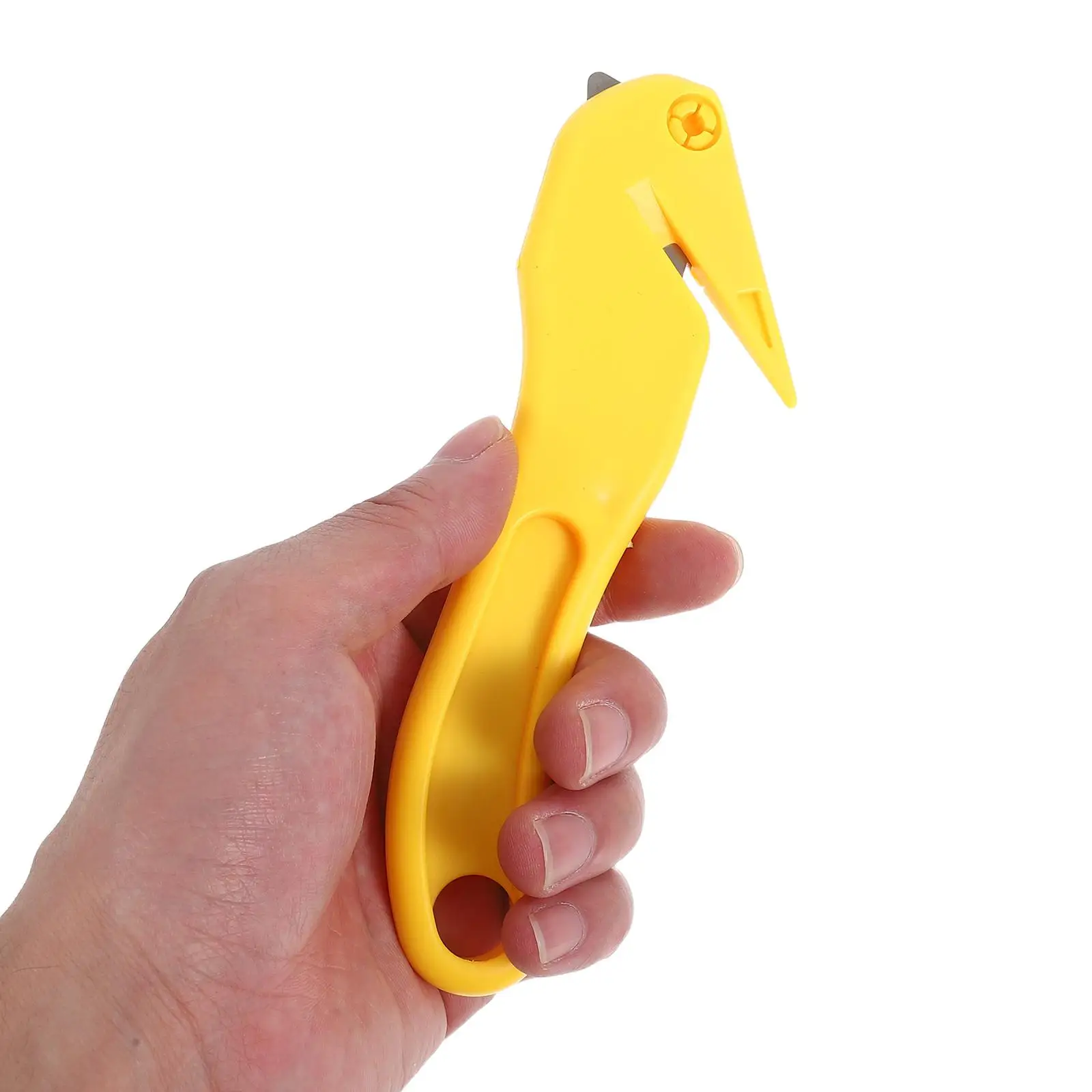 Yellow Box Opener Pocket Plastic Steel Reliable Design Hidden Blade Ergonomic Keychain Cardboard Paper