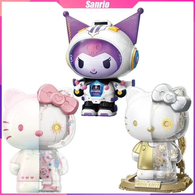 Sanrio Building Blocks Kitty Kuromi Big Mechanical Body Desktop Decoration Puzzle Assembling Model Toys Birthday Gifts for Kids