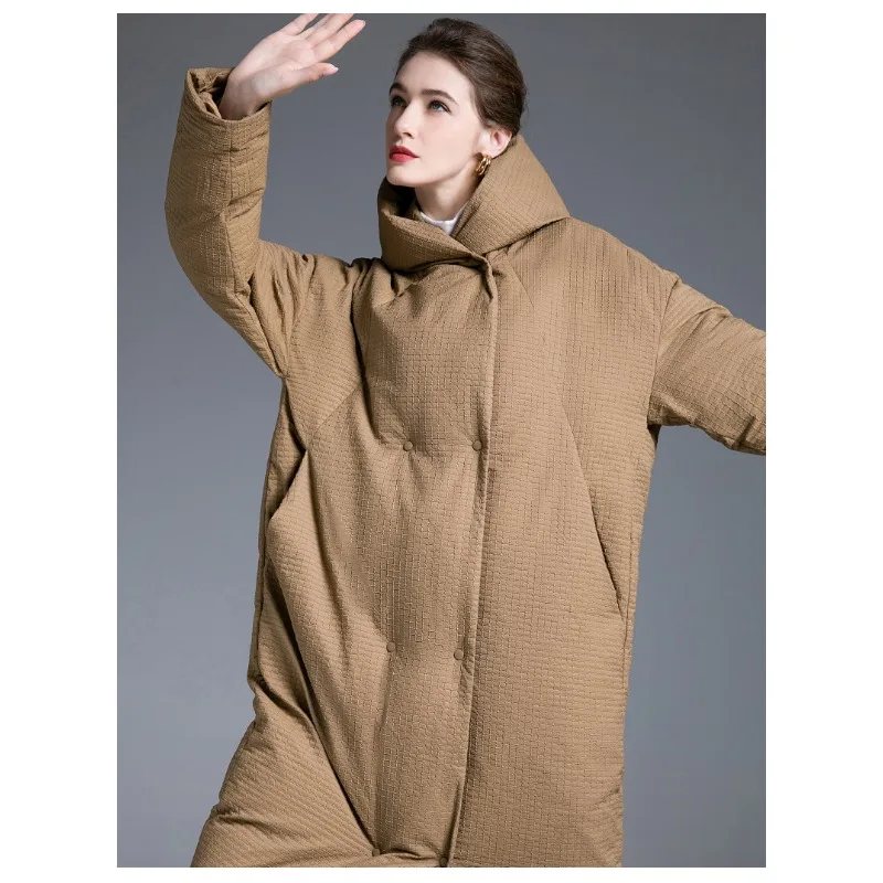Manteau Long en duvet de style cocon pour femme, Trench-Coat épais en duvet de canard blanc, coupe-vent, de luxe, de haute qualité, hiver