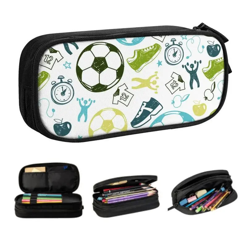 Kawaii Soccer Sport Pattern Football Pencil Cases for Girl Boy Large Storage Pencil Box School Supplies