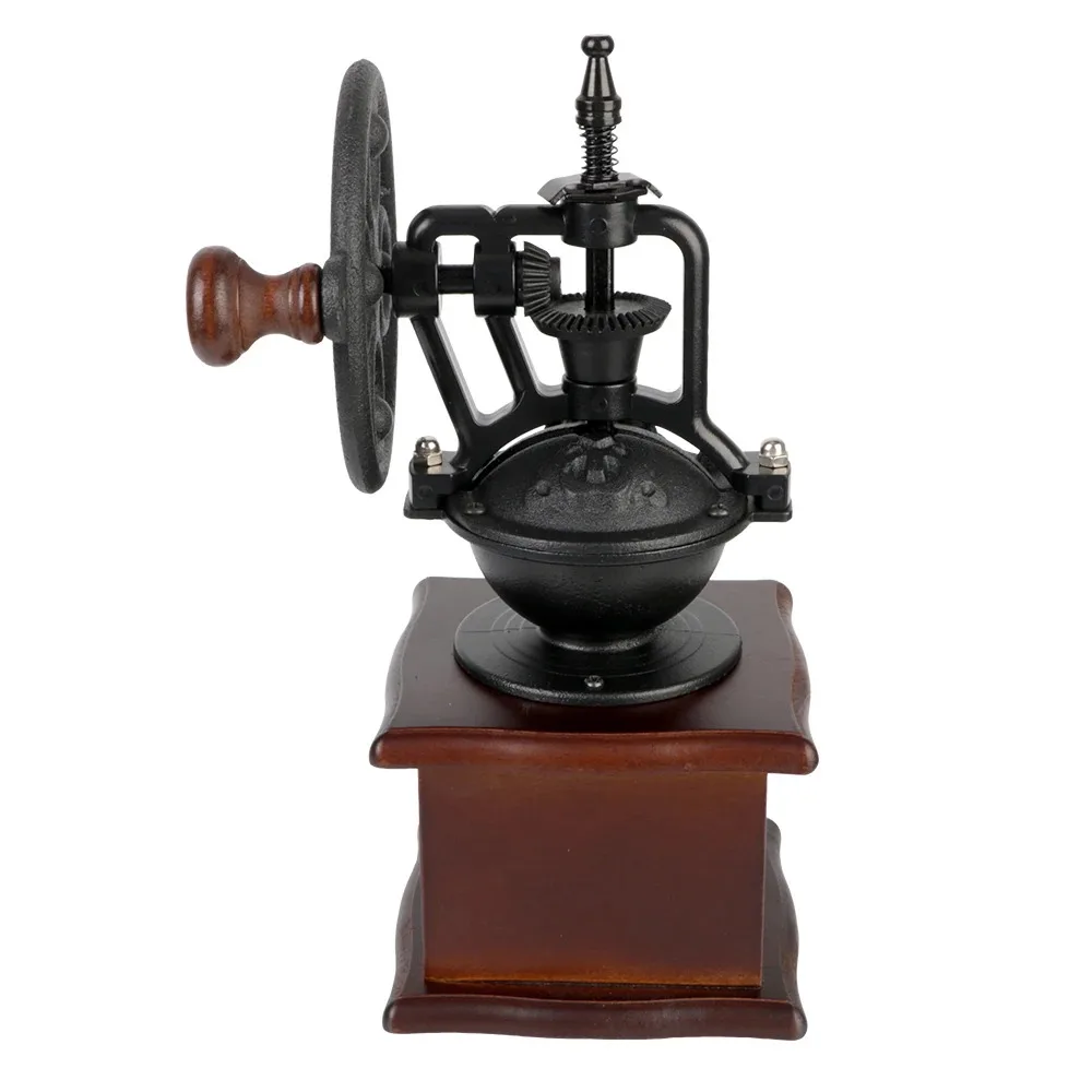 

Hand Cranked Vintage Coffee Bean Grinder Manual Wood Coffee Mill Burr Ceramic Grinding Core Adjustable Particle Size