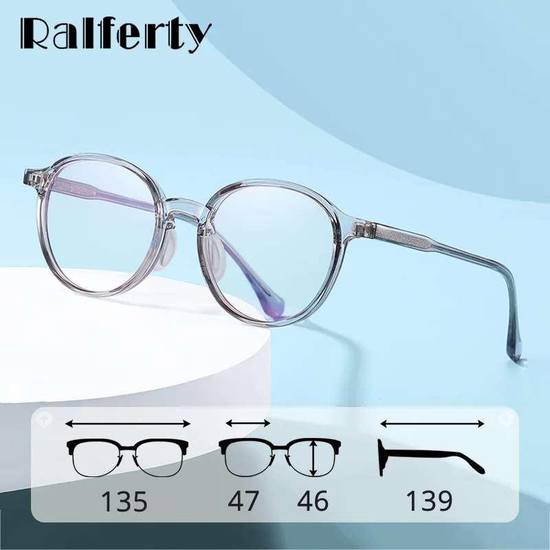 

Ralferty TR90 Round Transparent Eyeglasses Women Circle Computer Block Blue Light Glasses Men 2022 Medical Myopia Optical Frames