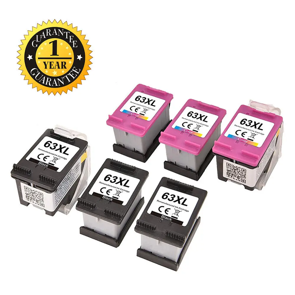 63XL Black Tri-Color Ink Cartridges for HP 63 Deskjet 1110 1112 2130 2132 3630