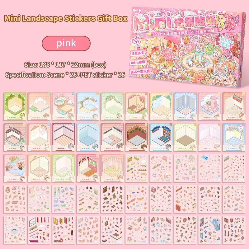 Unique DIY Cartoon Scene Stickers Pack; 25 Unique Landscapes; Perfect Birthday Surprise for Kids