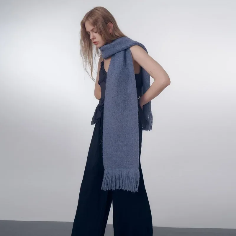 Lenço artesanal de borla para homens e mulheres, silenciador de malha sólida, cashmina quente macia, design de luxo, xale feminino, inverno