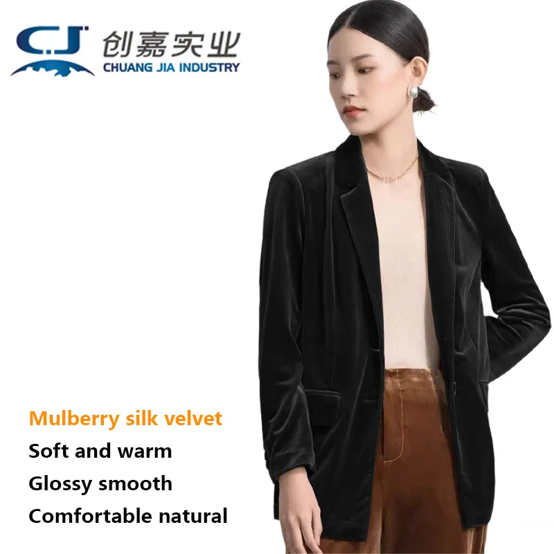 Silk Velvet Women's Suit Elegant and Fashionable Blouse for Business and Casual Wear Shiny and Lustrous Casual Jacket