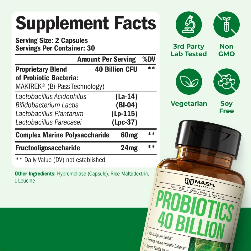 

Протебиотики Комплексная капсула Ежедневная пищевая добавка без ГМО для мужчин и женщин Поддержка ягодиц Gut Health