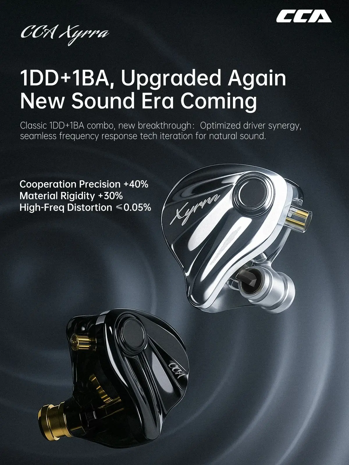 Słuchawki przewodowe CCA Xyrra 1DD+1BA Hybrid Driver HiFi Stereo Bass Sound Gaming Headset 2Pin Detachable Cable In Ear Headphones — zdjęcie produktu 7