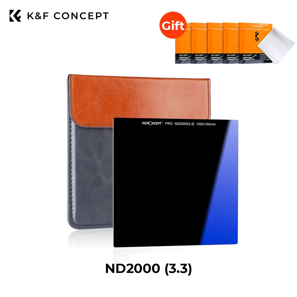 

K&F Concept Square ND2000 (11 Stops) Neutral Density Filter 100x100mm Qptical Glass Waterproof with Leather Case for Camera Lens