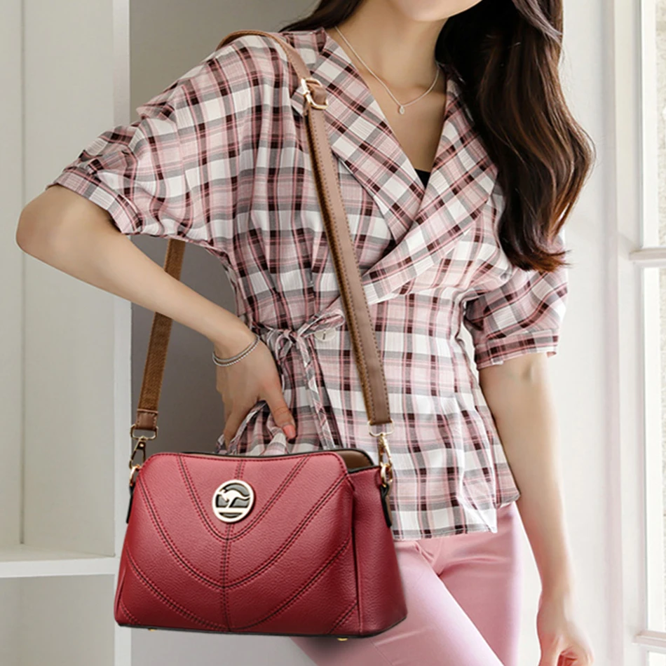 3 Layers Genuine Luxury Fashion High Quality Leather Brand Designer Crossbody Bags for Wom Handbag Shoulder Bag 2024