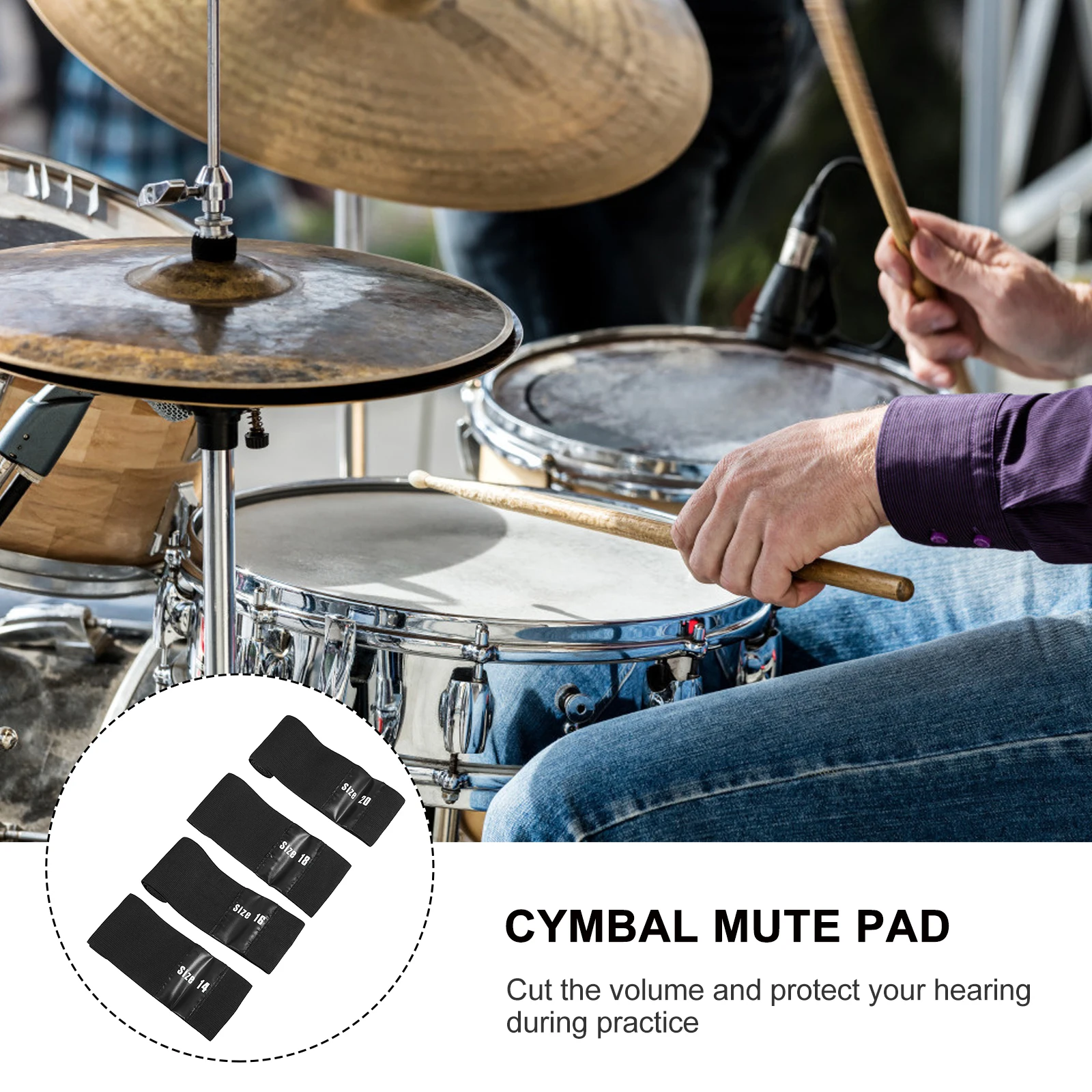 

4 Pcs Noise-absorbing Pad Cymbal Drum Mute Belts Elastic Band Practice
