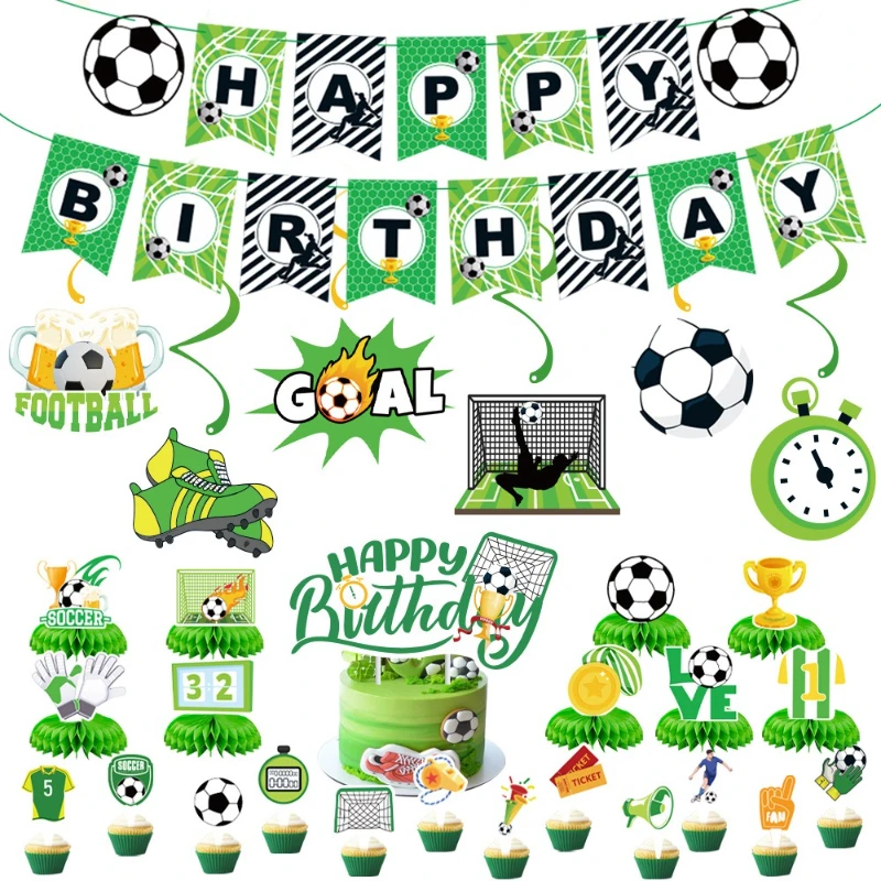 

Football Theme Party Decorations Banners Spiral Fashion Cake Cards Streamers Soccer Birthday Carnival Items Celebration Supplies