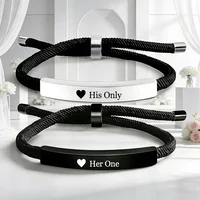 Bracelets de Couple en corde réglable, 2 pièces, en acier inoxydable, je t'aime toujours pour toujours, ensemble de Bracelets, cadeau de saint valentin 4