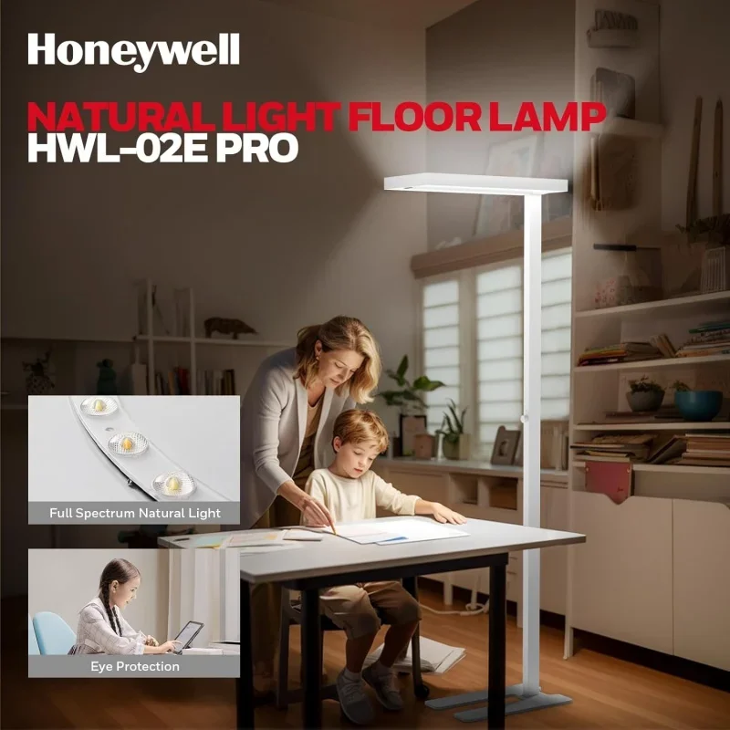 Honeywell 100W Led Floor Lamp for Office 4000K Natural Daylight Modern Industrial Standing Lamp 10400LM Dimmable Super Bright Ey