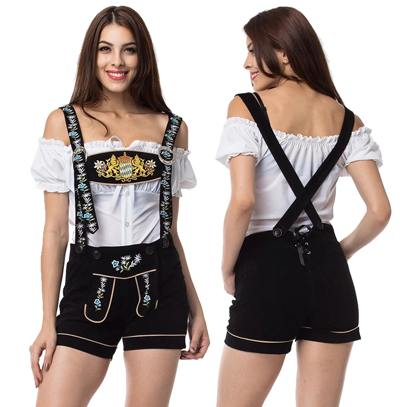

loween Women's Maid Overalls Set Large Size Beer Festival Strap Pants Waitr orm Women's Faion Costume
