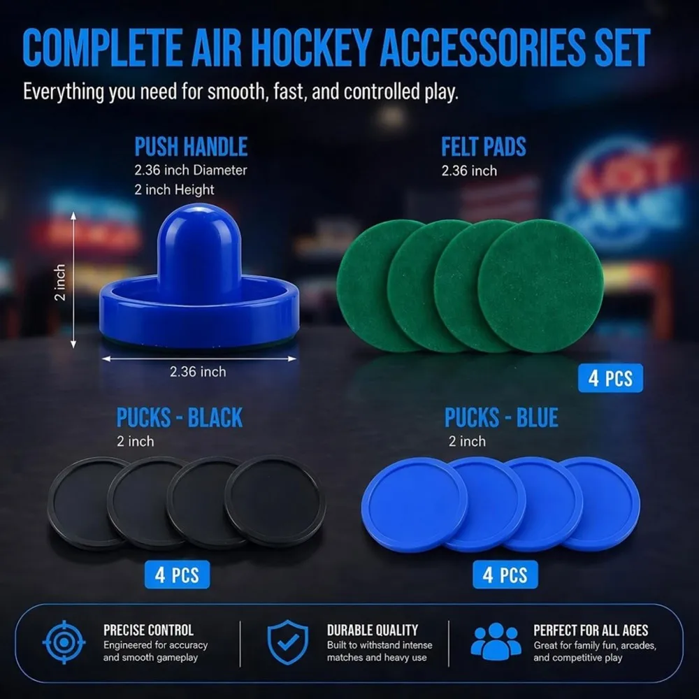 ABHS-Air Hockey Pucks And Paddles, Goal Handles Pushers Air Hockey Replacement Parts For Game Tables