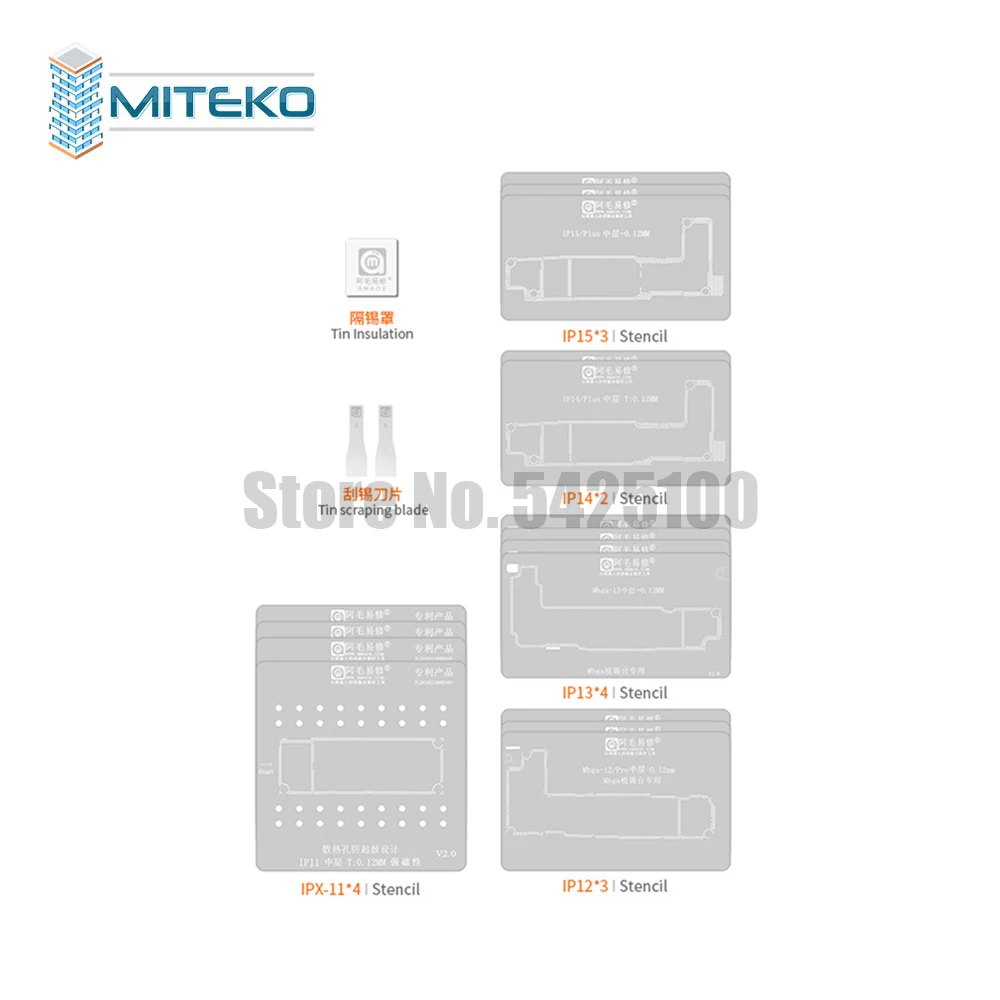 AMAOE IPX-15 24IN1 2024 Middle Layer Reballing Stencil Station for iPhone X XS XSMAX 11 12 13 14 Series Pro/Max Mini Fixture