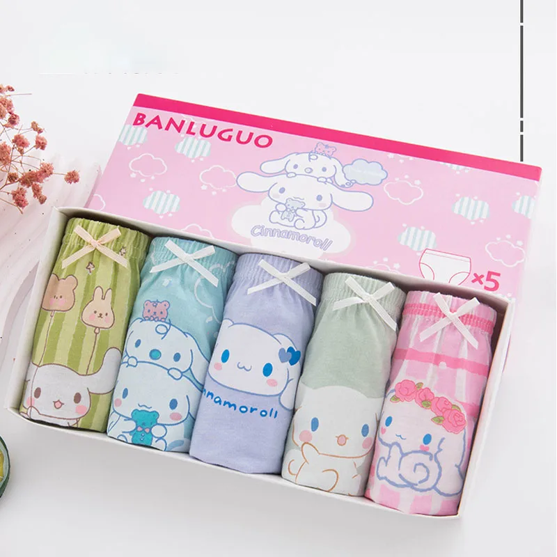 5Pcs Sanrio Children Underwear Kawaii Cinnamoroll Cartoon Anime Cute Student Breathable Comfort Antibacterial Boxed for Kids