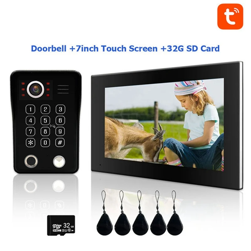Fingerprint 5In1 Unlock Wifi Doorbell Video Intercom System 1080P Touch Monitor Security Protect