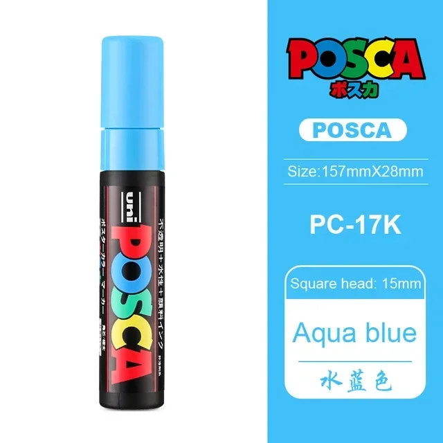 UNI POSCA PC-17K Marker Graffiti Verf Pen Art Markers POP Brede Tips 15mm Stof Pen Kunstbenodigdheden Brede kleurmarkeringen