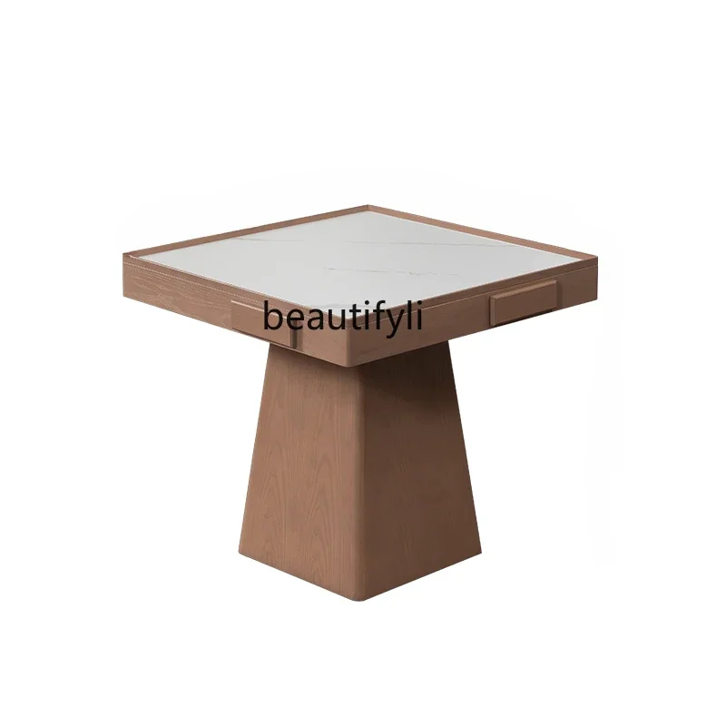 

Solid wood Chinese chess and card table and chair combination square square table rock slab special for card playing