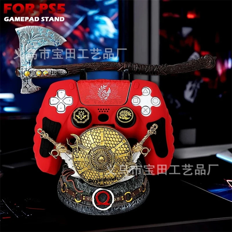 

Console Gamepad Handle Stand Resin Statue Ornament Mythic Leviathan Axe Dark Beast Gothic Desk Decor For Gamers Halloween Gift