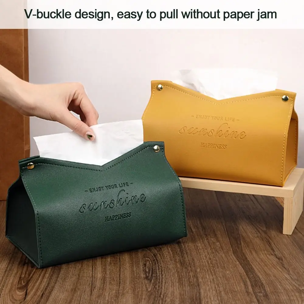 Leder moderne große Aufbewahrung spender Taschentuch Auto Taschentuch Box Papier handtuch Box Servietten halter – Detail 5