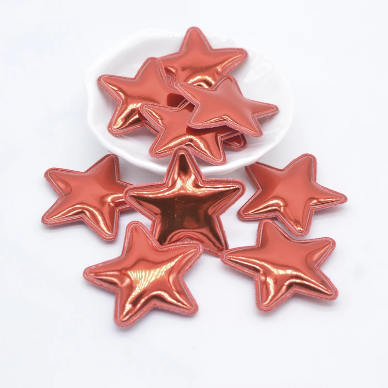 40Pcs 40mm Padded PU Leather Star Appliques for DIY Crafts Clothes Sewing Patches Hairpin Wedding Cake Topper Decor Accessories