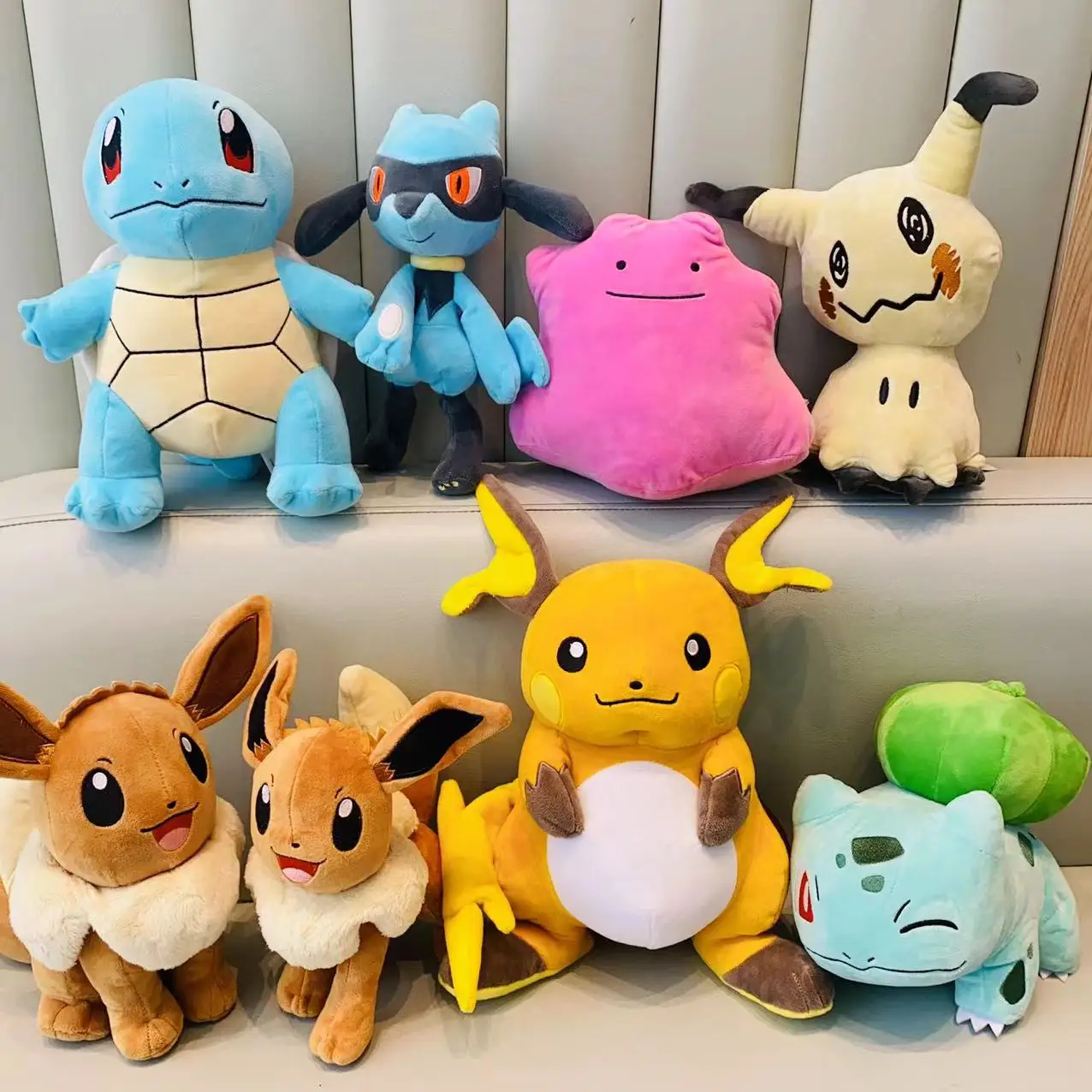 Stuffed Animals Plush Toy Raichu Eevee Riolu Mimikyu Ditto Bulbasaur Anime Figure Peluche Toys