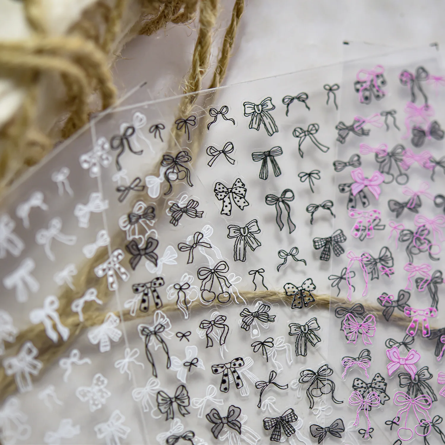 Charme Kant Strik Polka Dot Kersenlint Liefde Hart Luipaardprint Vlinderdas Ster Mini Strass Parel Nail Art Stickers Decals