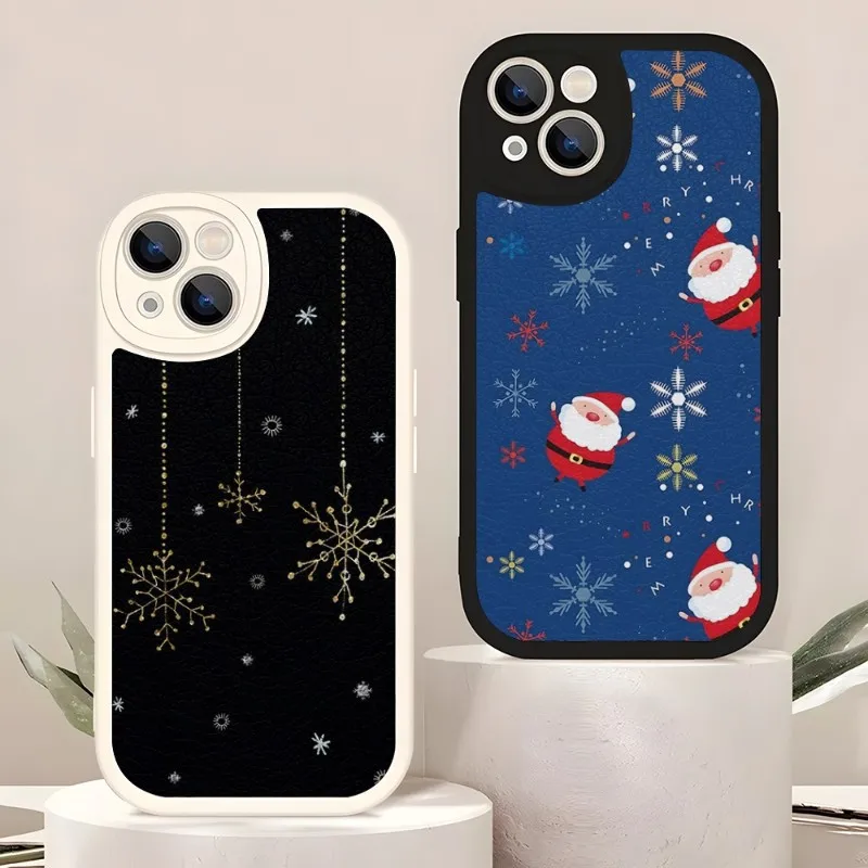 Winter Merry Christmas Phone Case For IPhone 14 11 12 13 Pro Max Mini X XR XS 7 8 Plus Lens Protection Painted Upholstered