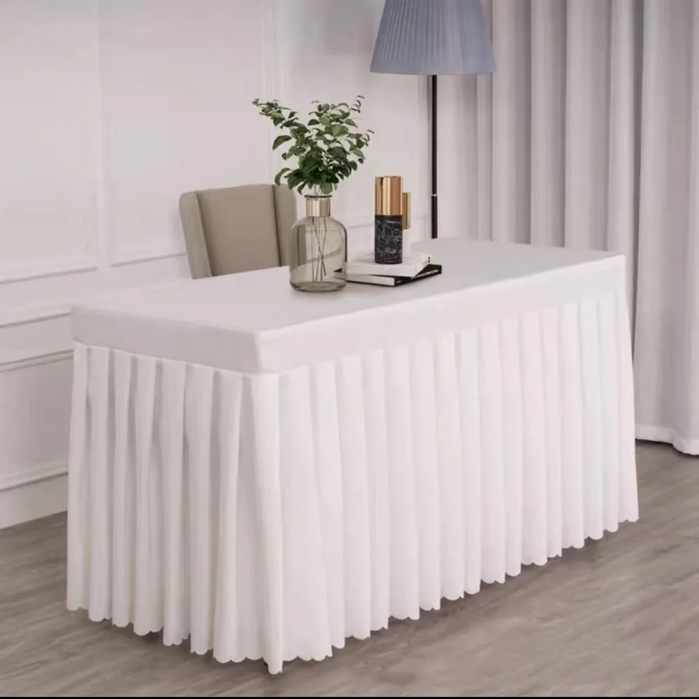 

Solid Color Rectangle Table Skirts Soft Comfortable Table Cloth Cover Thick Skin Friendly Fitted Table Cover Wedding