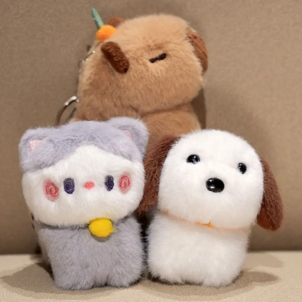 Backpack Decor PP Cotton Capybara Plush Pendant Korean Style Cartoon Kitten Doll keychain Cute 10cm Puppy Plush Toy Ornaments