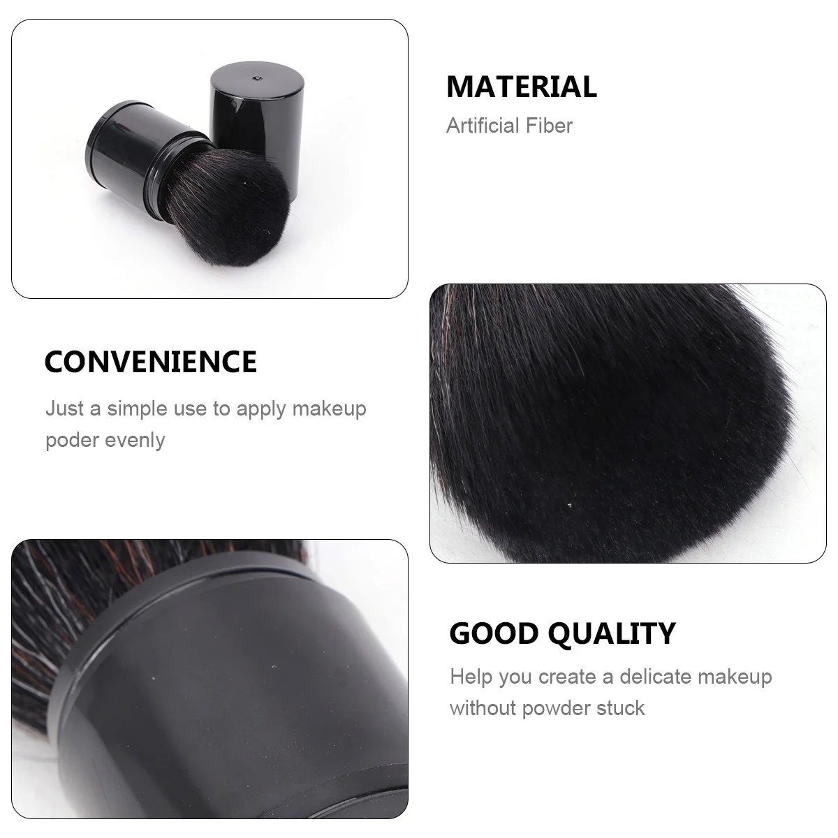 

Black Flexible Loose Powder Puff Makeup Brush Ideal for Foundation Concealer Blush Highlighter Portable Reusable