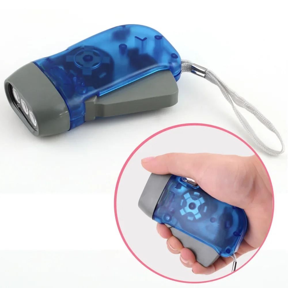 Mini Portable Power Generation Promotion Gifts Outdoor 3 Led Hand Pressing Hand Crank Dynamo Torch Flashlight